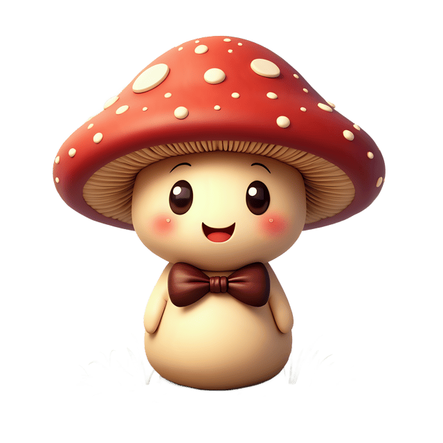 Free transparent PNG: Happy Mushroom with Bow Tie PNG Transparent Background