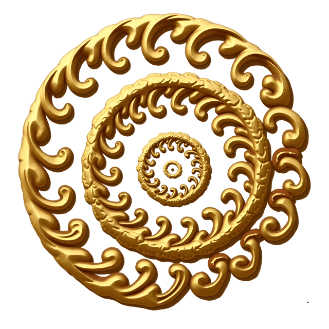 Free transparent PNG: Golden Spiral Ornament with Symmetrical Coil Design for Decorative Art and Crafts