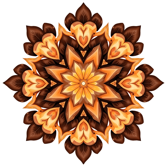 Free transparent PNG: Symmetrical Mandala with Warm Earth Tones and Organic Shapes