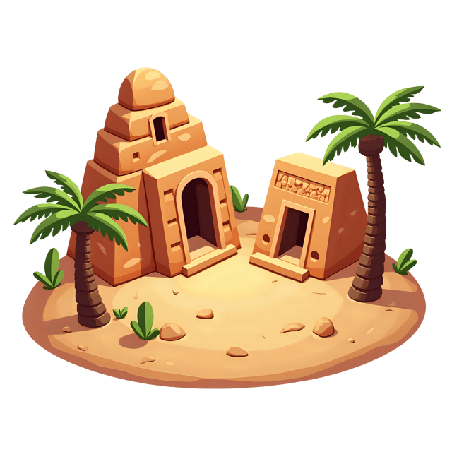 Free transparent PNG: Ancient Oasis Ruins Transparent PNG for Desert and Historical Art