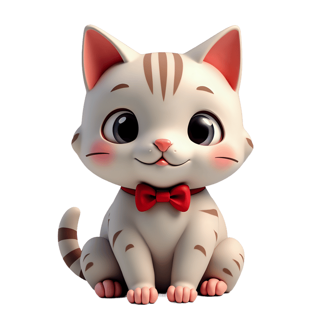 Free transparent PNG: Cute Clay Cat with Bow Tie PNG - Transparent Background