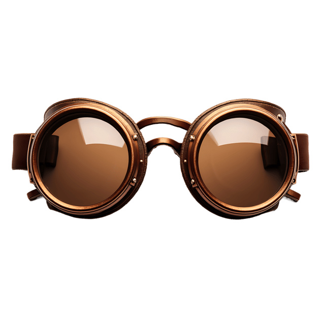 Free transparent PNG: Copper Steampunk Goggles with Leather Straps and Reflective Lenses PNG