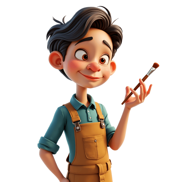 Free transparent PNG: Realistic Humanoid Artist with Paintbrush Illustration for Art and Craft Inspiration