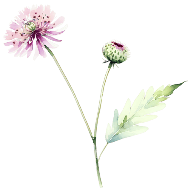 Free transparent PNG: Scabiosa Flower Transparent PNG – Watercolor Style Botanical Illustration