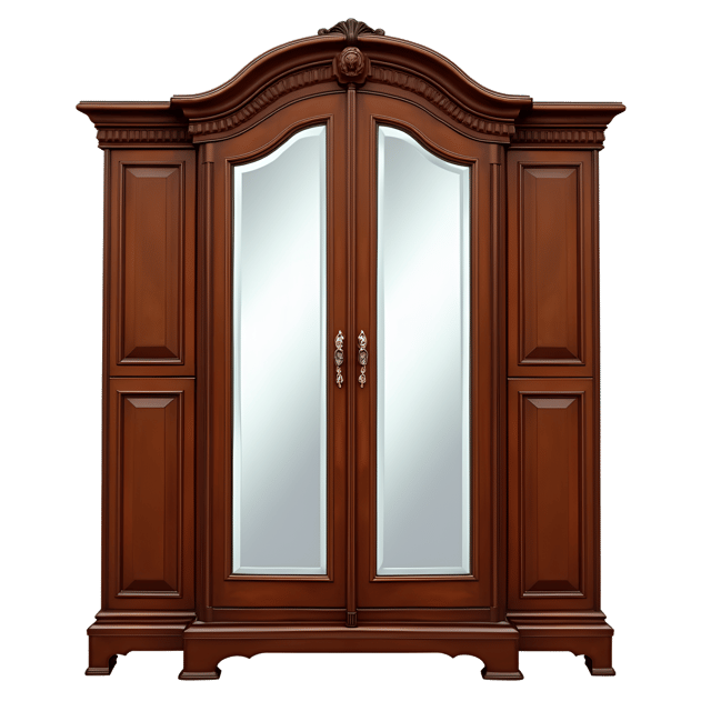 Free transparent PNG: Antique Mahogany Wardrobe with Mirrored Doors - Polished Surface Illustration Clipart