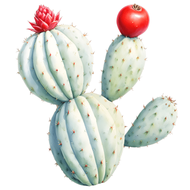 Free transparent PNG: Cactus with Bright Red Fruit PNG Illustration for Nursery and Craft Projects