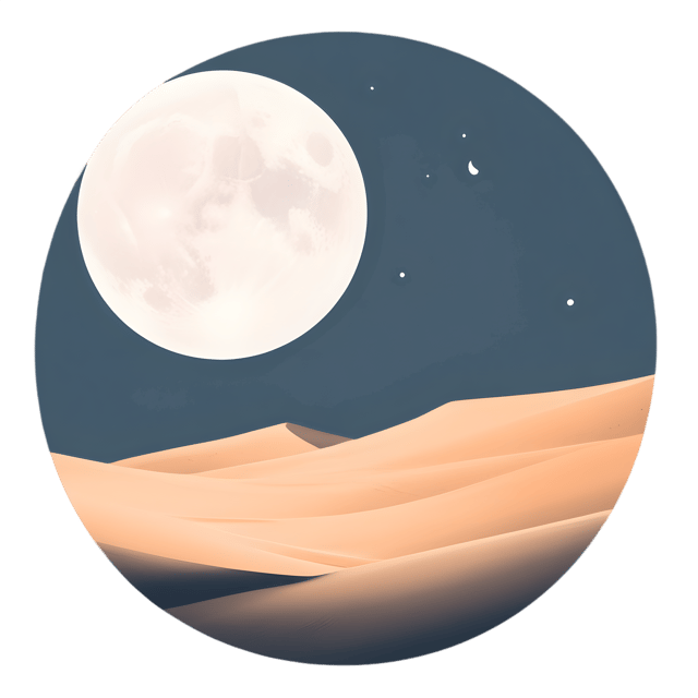 Free transparent PNG: Desert Dunes Under Full Moon Circle Frame PNG Transparent Background