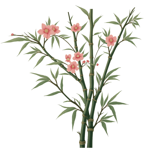 Free transparent PNG: Chinoiserie Bamboo and Blossom PNG Clipart  Perfect for Asian-Inspired Design Projects