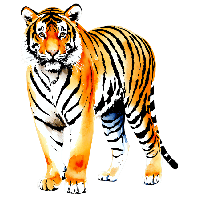 Free transparent PNG: Tiger Watercolor Illustration Transparent PNG – Gentle Wildlife Clipart