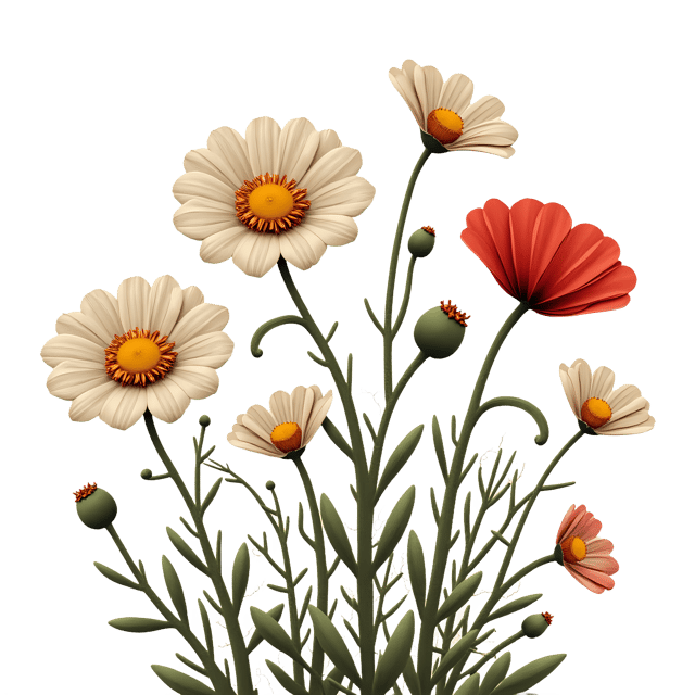 Free transparent PNG: Daisy and Poppy Flowers PNG Clipart  Perfect for Nature-themed Projects