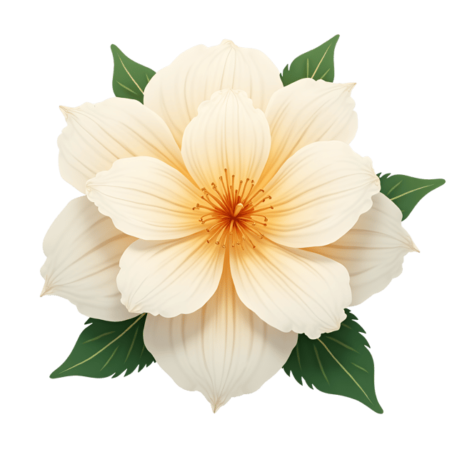 Free transparent PNG: Enchanting Cartoon Flower Illustration with White Petals and Shimmering Core