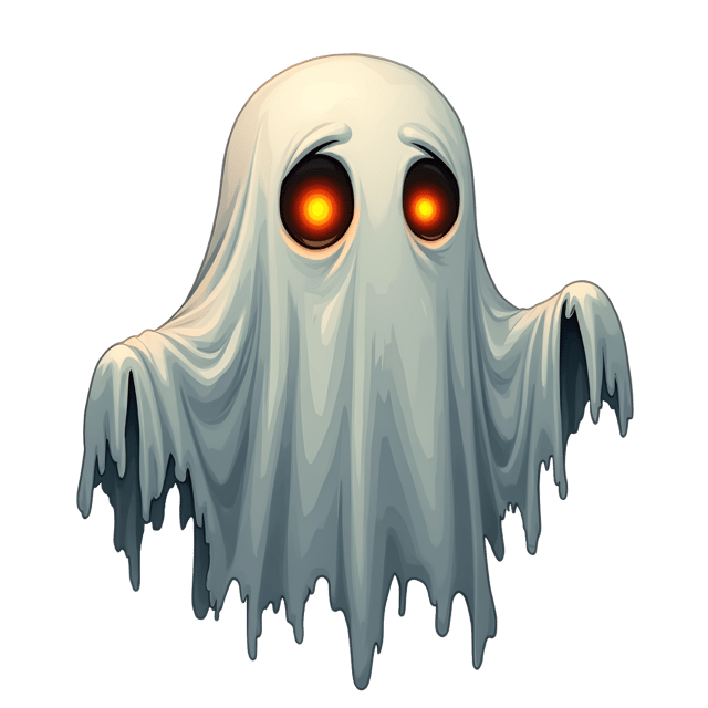 Free transparent PNG: Creepy Ghost with Tattered Sheet and Glowing Orange Eyes PNG Illustration