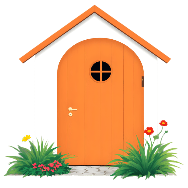 Free transparent PNG: Small Home with Wooden Door and Garden PNG Transparent Background