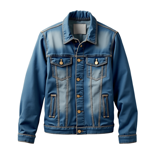 Free transparent PNG: Lightweight Denim Jacket PNG with Fading Wash and Pocket Details for Fashion Illustration
