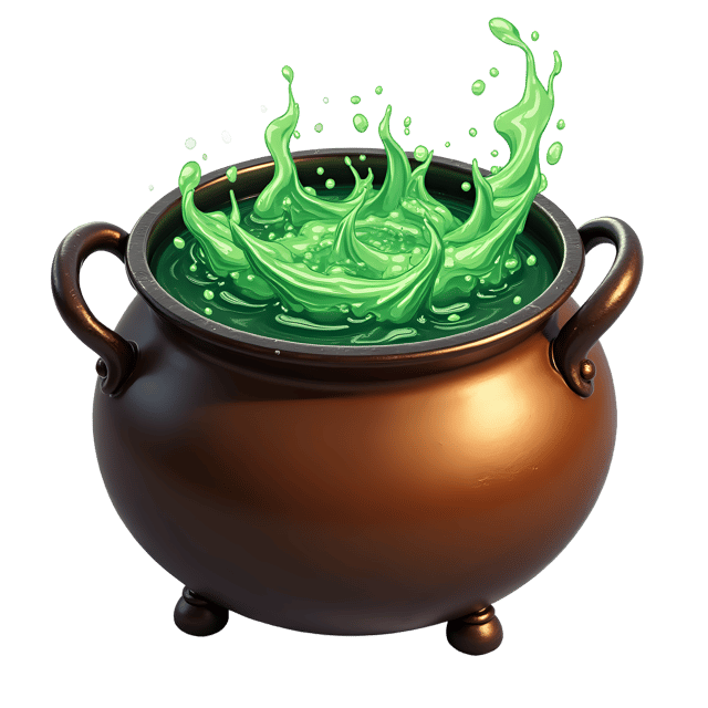 Free transparent PNG: Copper Cauldron with Swirling Potion PNG Transparent Background