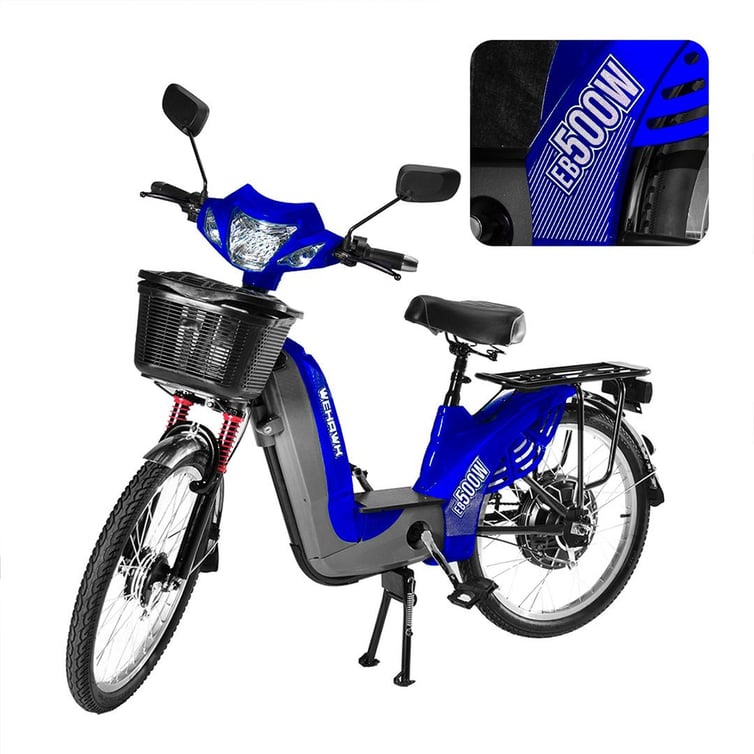 Bicicleta Scooter Eletrica Eb500w Wx-01 Wehawk Bat 48v 12ah Azul