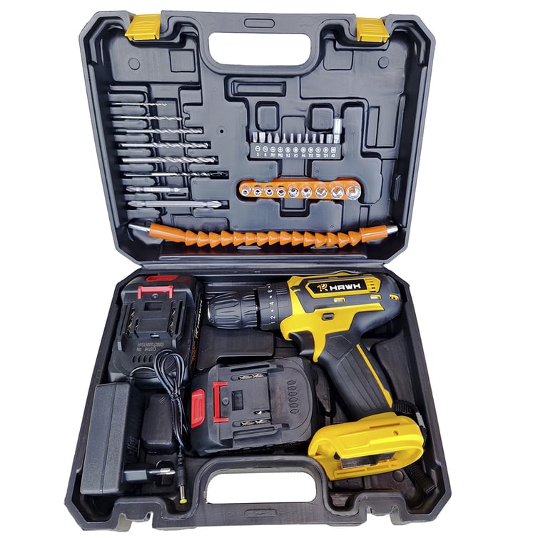 Parafusadeira E Furadeira De Impacto 20v 3/8" Bivolt 1.5ah Li-Ion Hw1046i Duas Baterias Hawk
