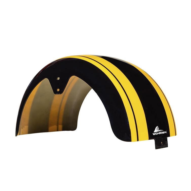 Paralama Traseiro 8 Para Scooter Eletrica X7/Rz07/Wx07/Nb Free/Rz10/Wx10 Preto/ Faixa Amarela