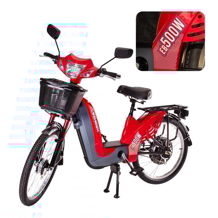 Bicicleta Scooter Eletrica Eb500w Wx-01 Wehawk Bat 48v 12ah Vermelha