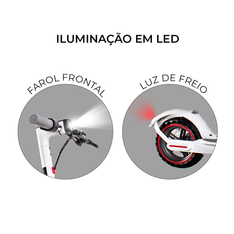 Patinete Eletrico Wehawk Ssm Hw01 450w Bat 36v 10ah Branco/Cinza New