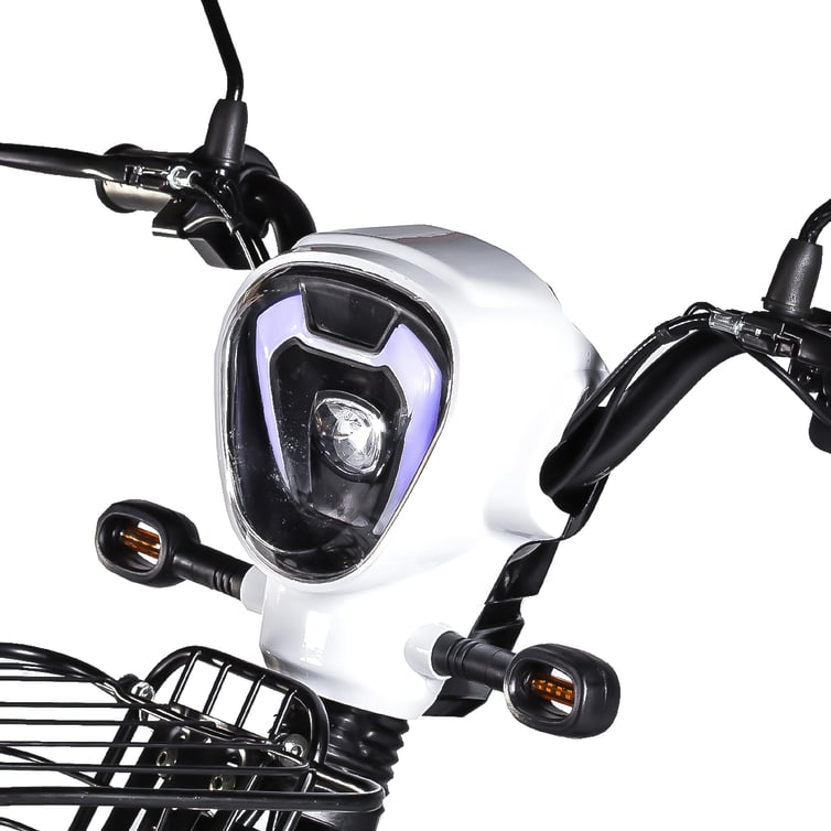 Carenagem Do Farol 1 Para Bicicleta Eletrica Basket 500w/Rz03/Wx03 Branca Jn/Eb