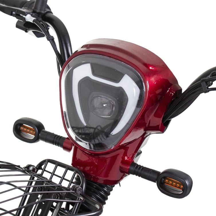 Carenagem Do Farol 1 Para Bicicleta Eletrica Basket 500w/Rz03/Wx03 Vermelho Bordo Jn/Eb
