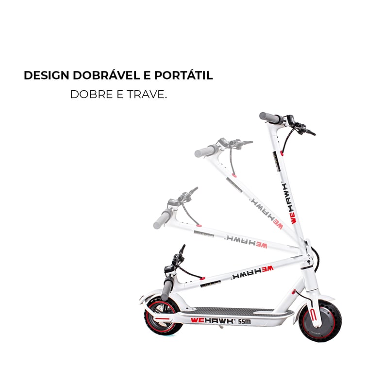 Patinete Eletrico Wehawk Ssm Hw01 450w Bat 36v 10ah Branco/Cinza New