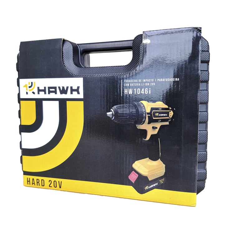 Parafusadeira E Furadeira De Impacto 20v 3/8" Bivolt 1.5ah Li-Ion Hw1046i Duas Baterias Hawk