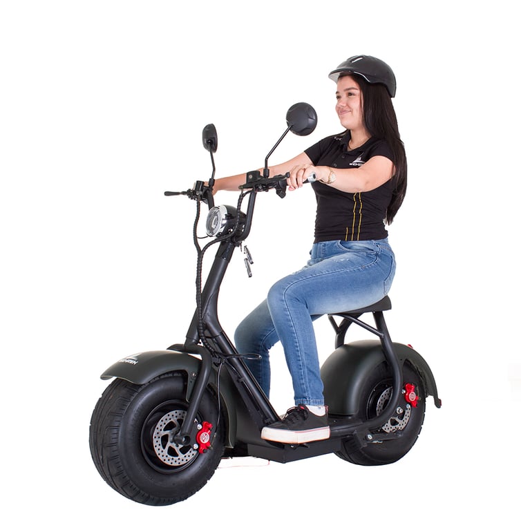 Mini Scooter Eletrica Mini Wx-07 Wehawk 1000w Bat 60v 20ah 1 Lugar Verde Escuro