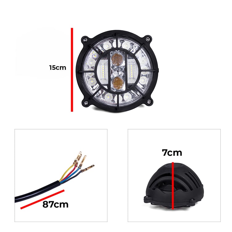 Farol Para Scooter Eletrica X16 Led Com Grade