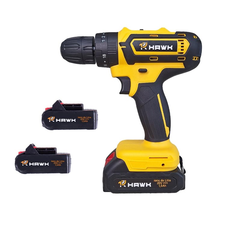 Parafusadeira E Furadeira De Impacto 20v 3/8" Bivolt 1.5ah Li-Ion Hw1046i Duas Baterias Hawk
