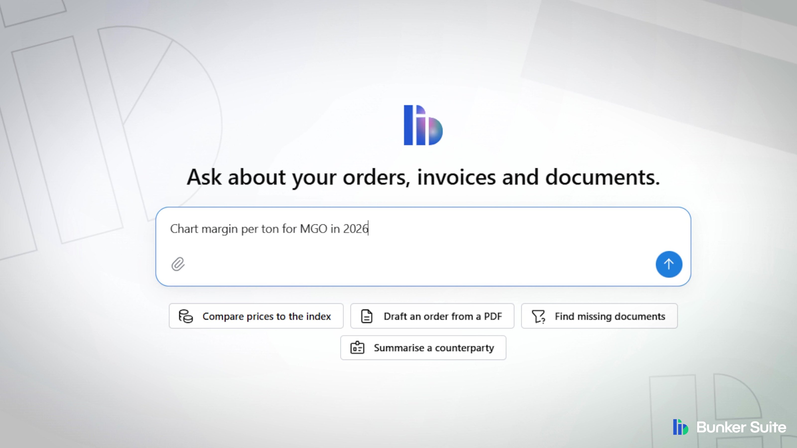 The Bunker Suite AI assistant with a margin question typed in plain language