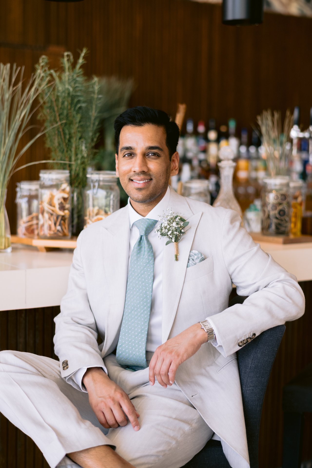 Hussain at the resort bar before the ceremony