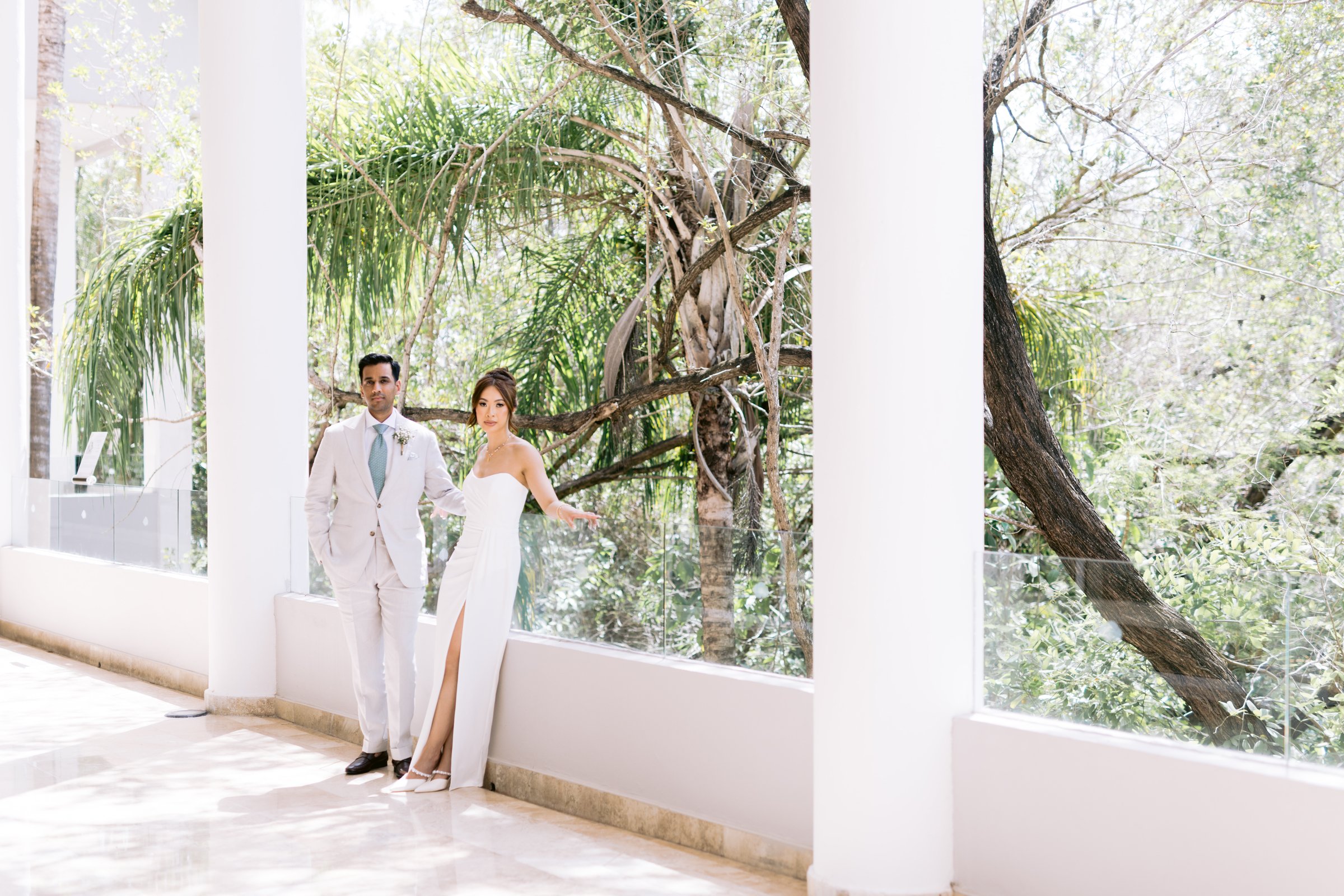 Iris and Hussain at their oceanfront ceremony, Dreams Jade Riviera Cancun, Riviera Maya, Mexico