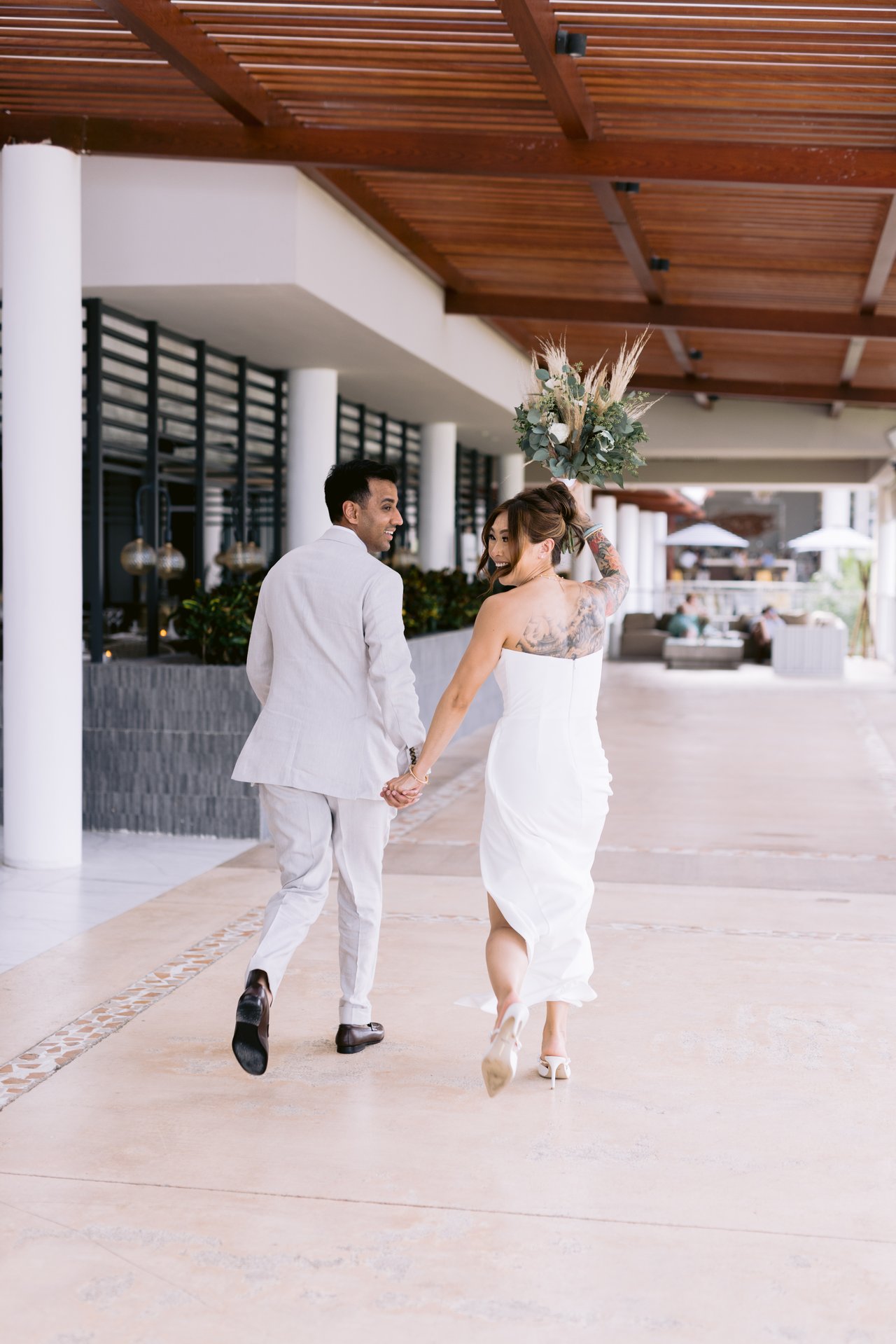 The two of them slipping away after the ceremony