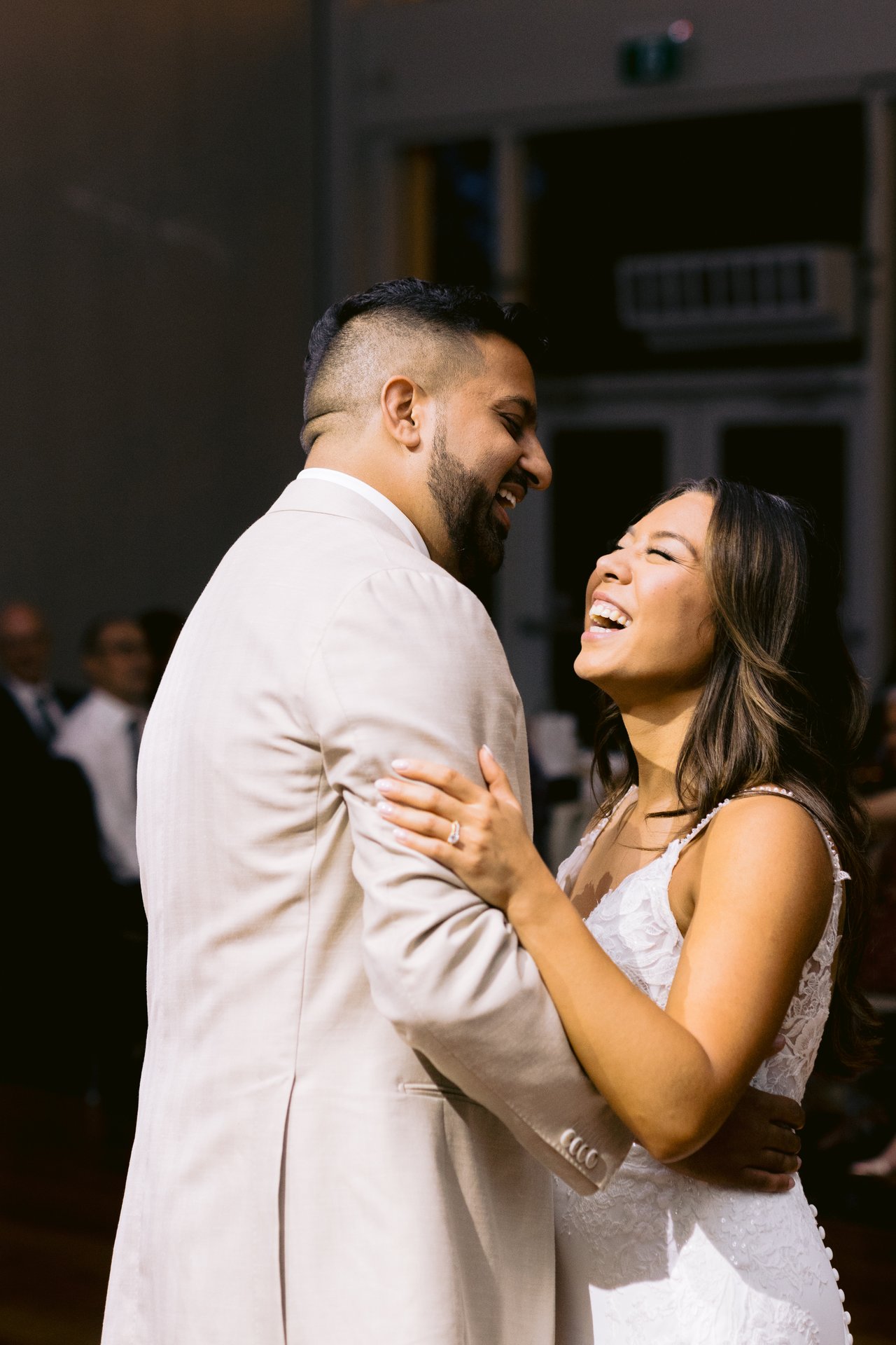 Midori and Adil close together during their first dance
