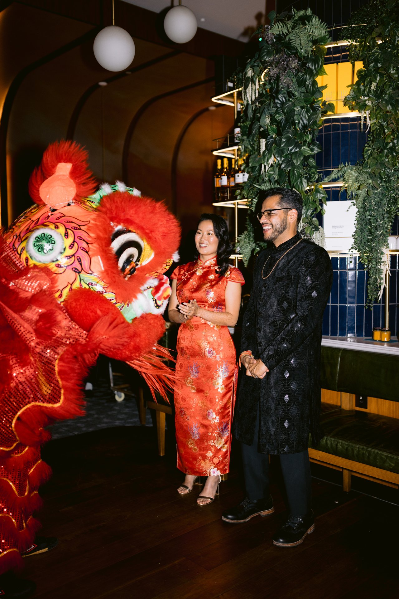 The lion dance performance at the Minami reception