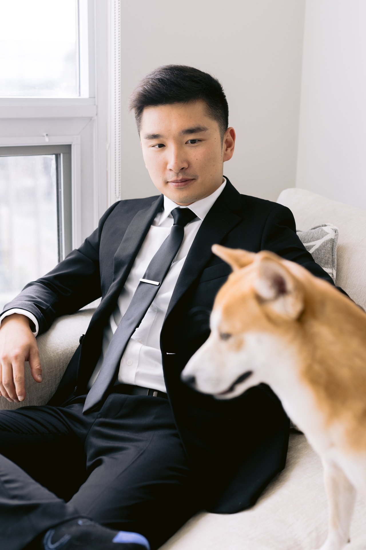 Elan and the shiba inu, mid-morning