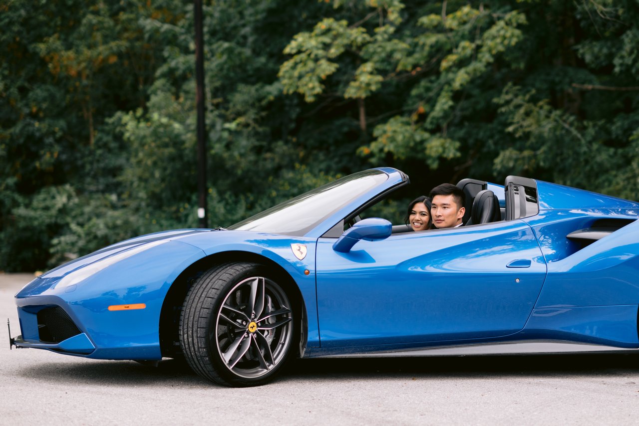 The convertible against the green