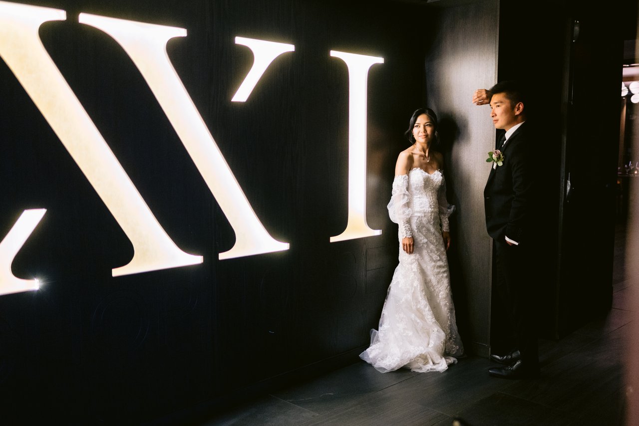 The marquee letters after dark