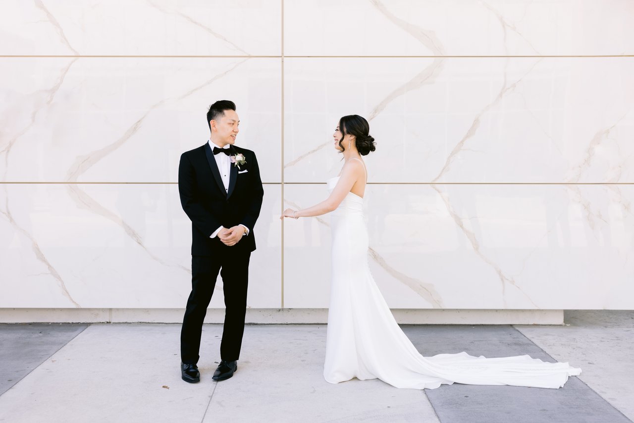 The first look, the two of them against the marble