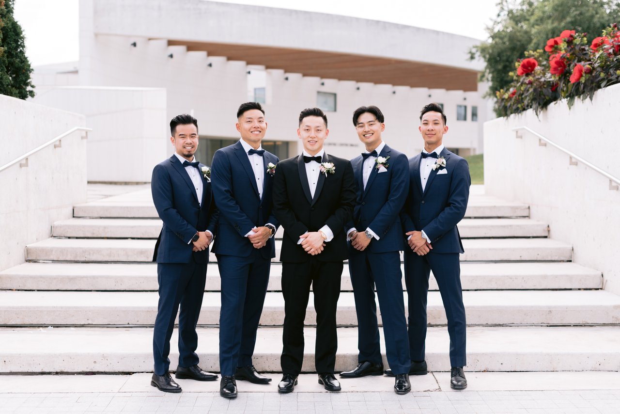 The groomsmen in navy