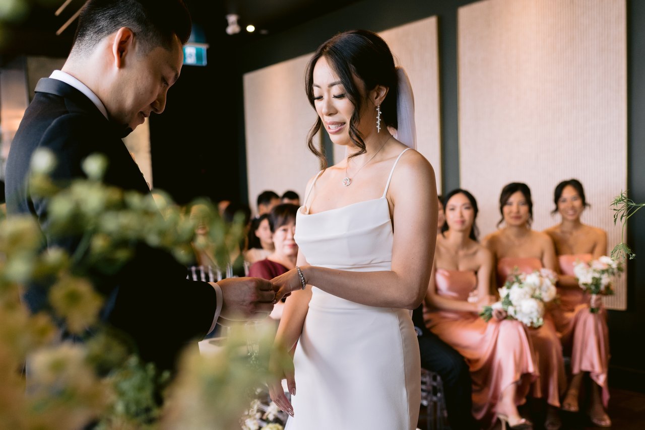 The recessional with the bridesmaids