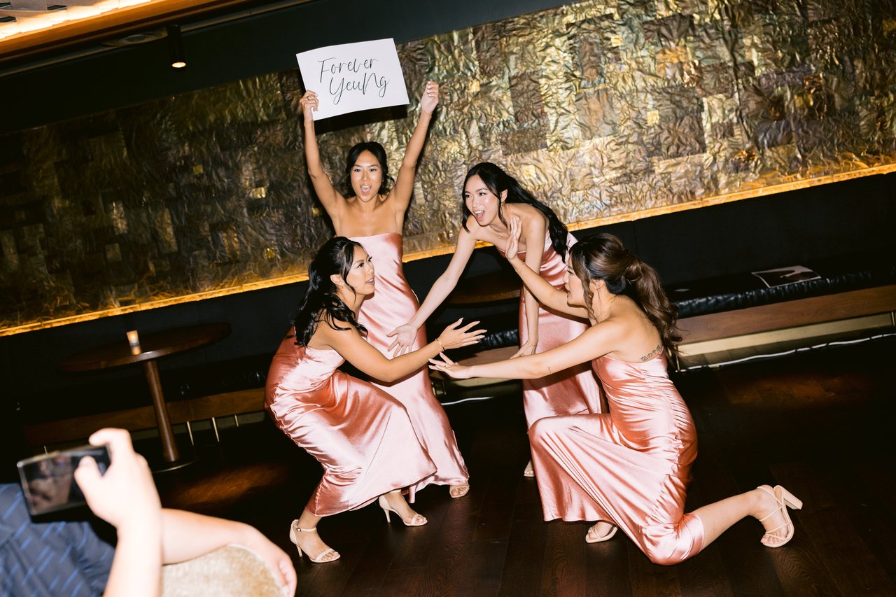 The bridesmaids on the floor