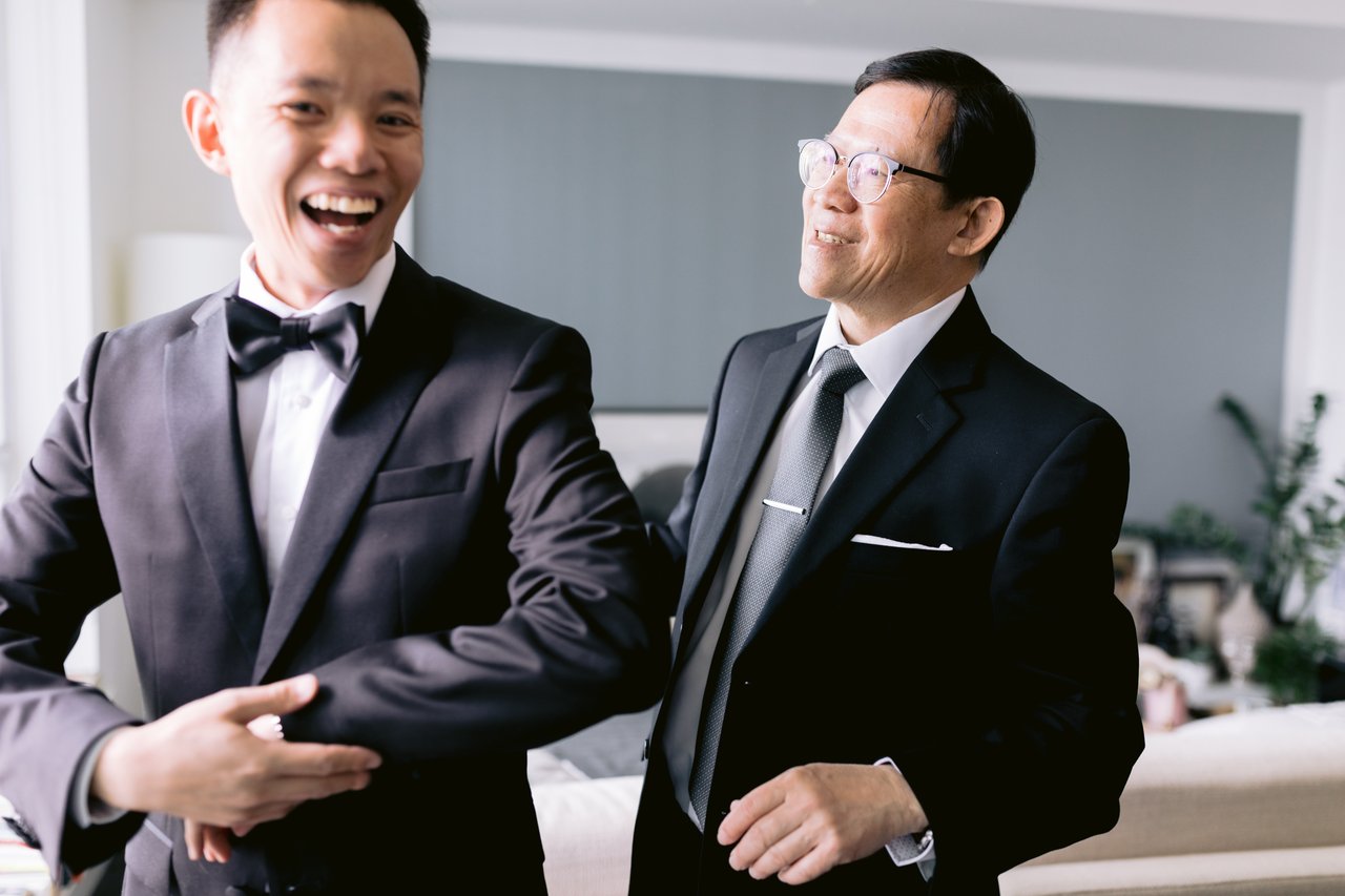Terrence and his father, laughing