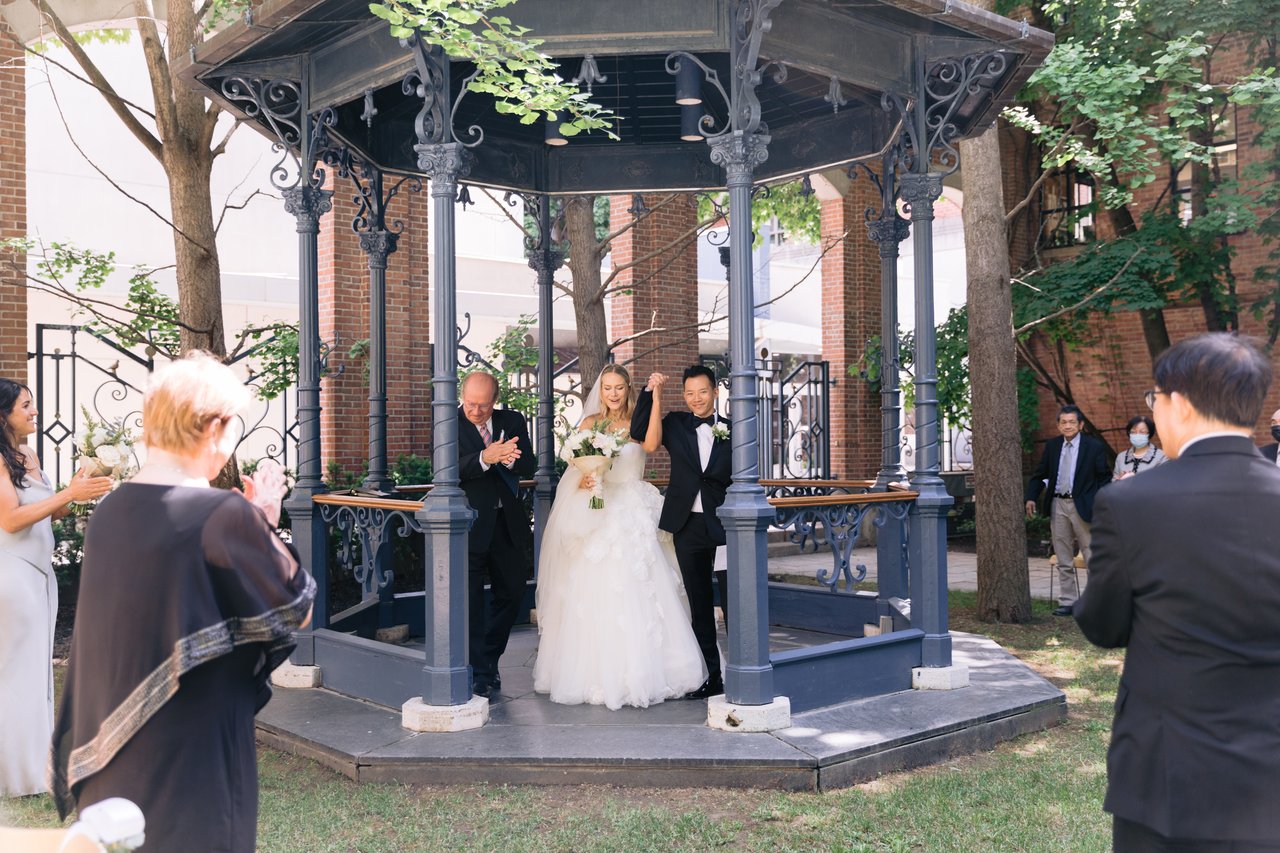 The gazebo, in black and white