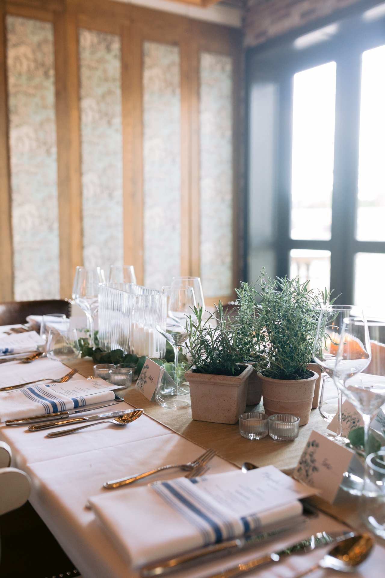 Place settings down the table