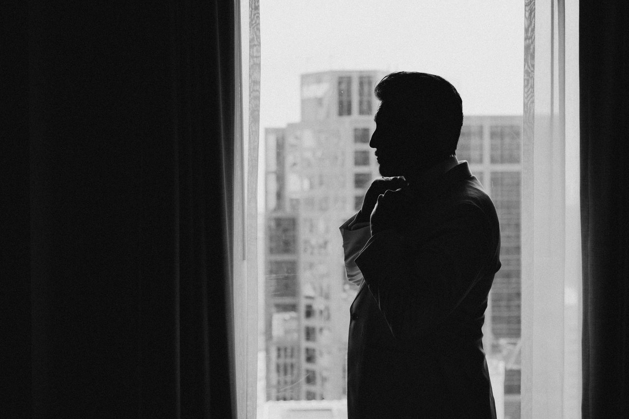 Will in silhouette against the skyline