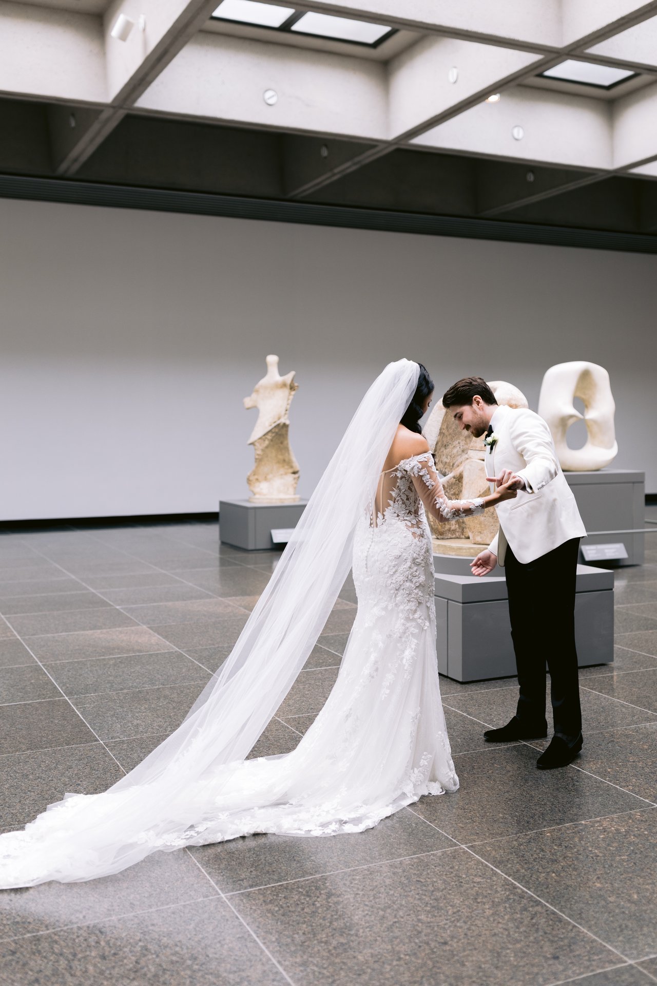 The two of them in the sculpture hall