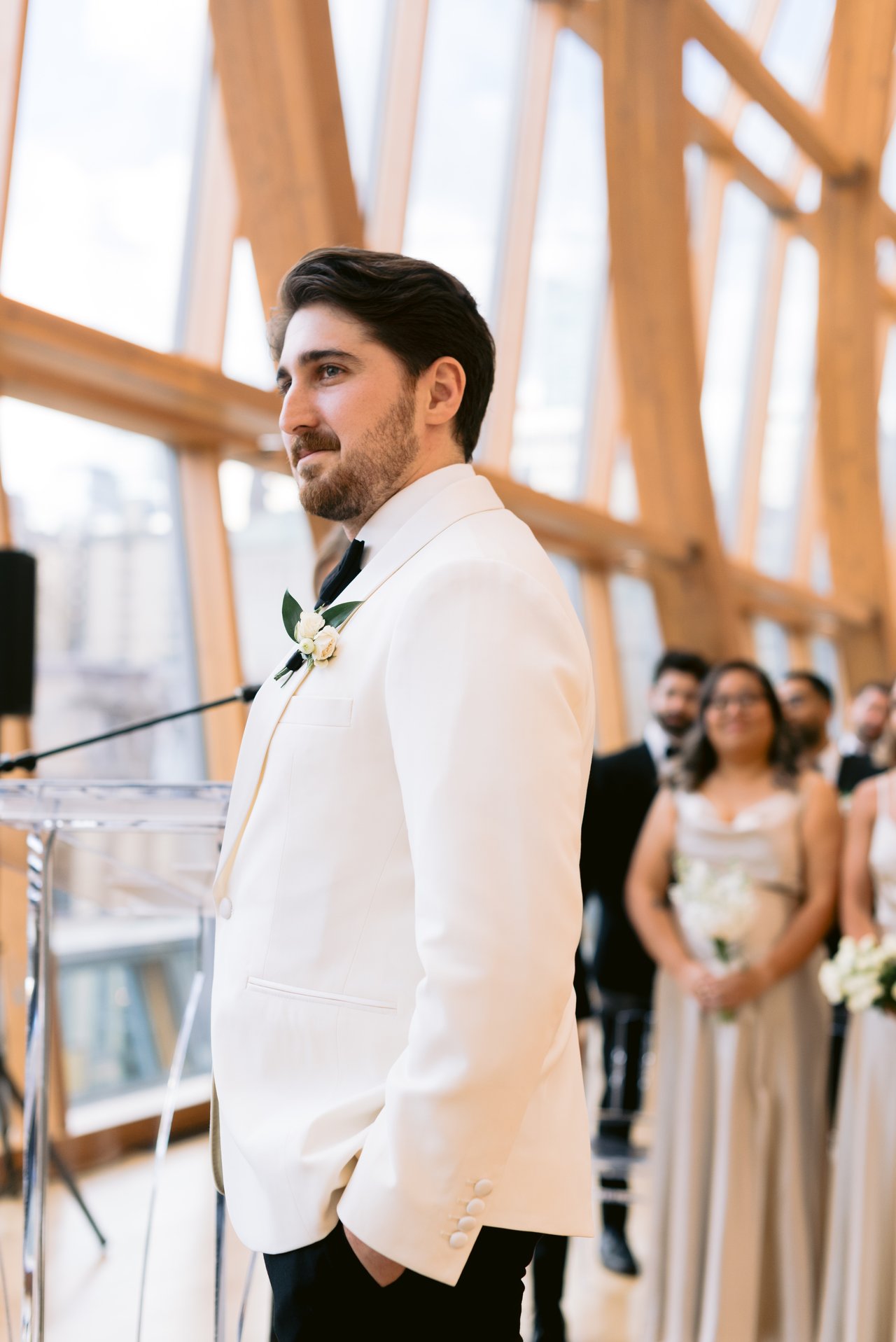 Will at the altar, watching her come